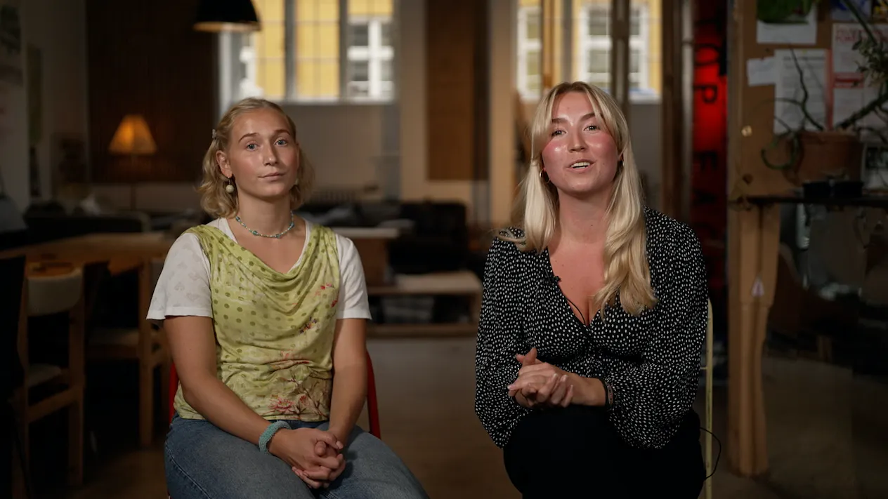 Ida Fjellerup og Lea Wiggen Kramhøft, psykologistuderende og medstiftere af Klimapsykologisk ungdom, TV2 Echo